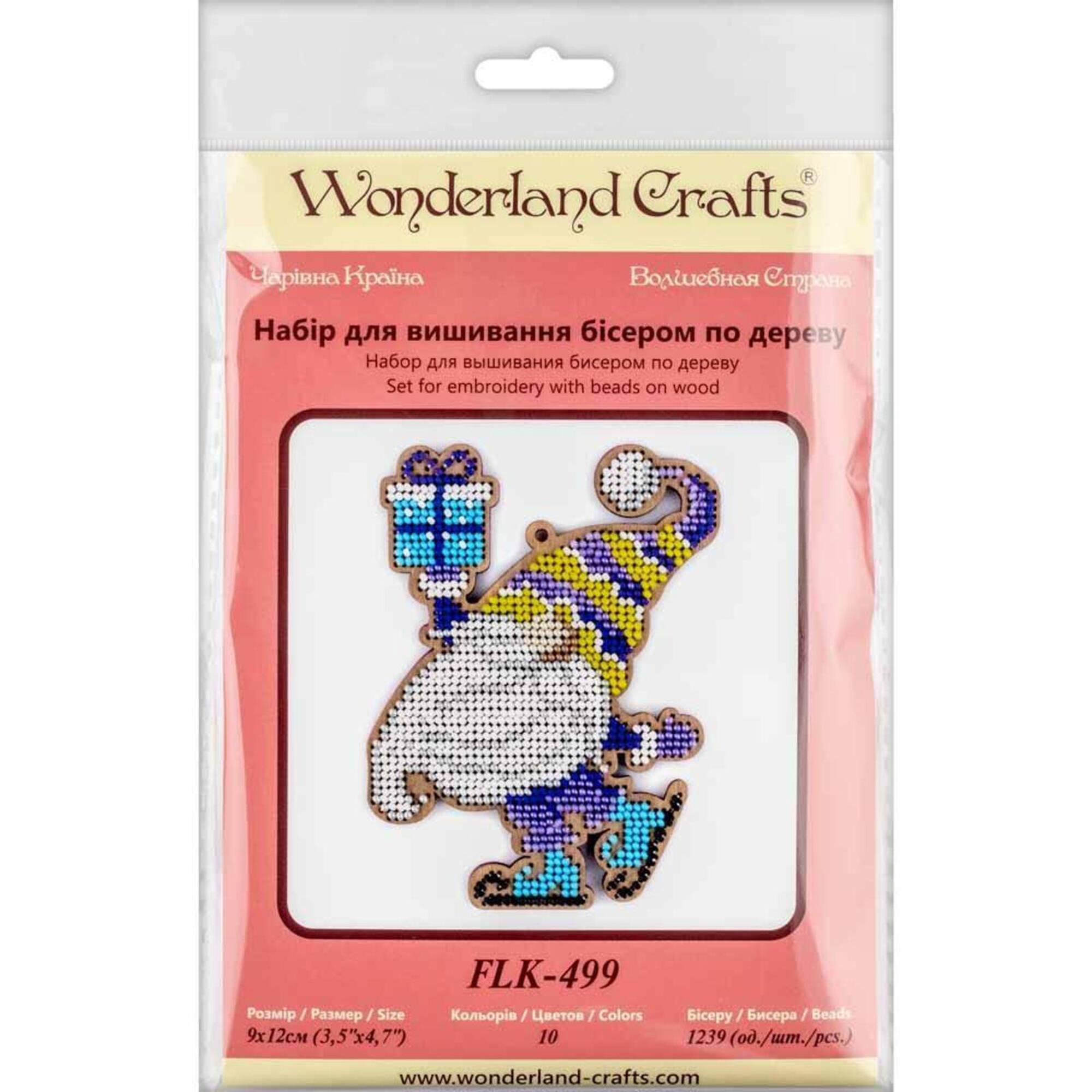Wonderland Crafts Gnome with Present Bead Embroidery on Wood Kit
